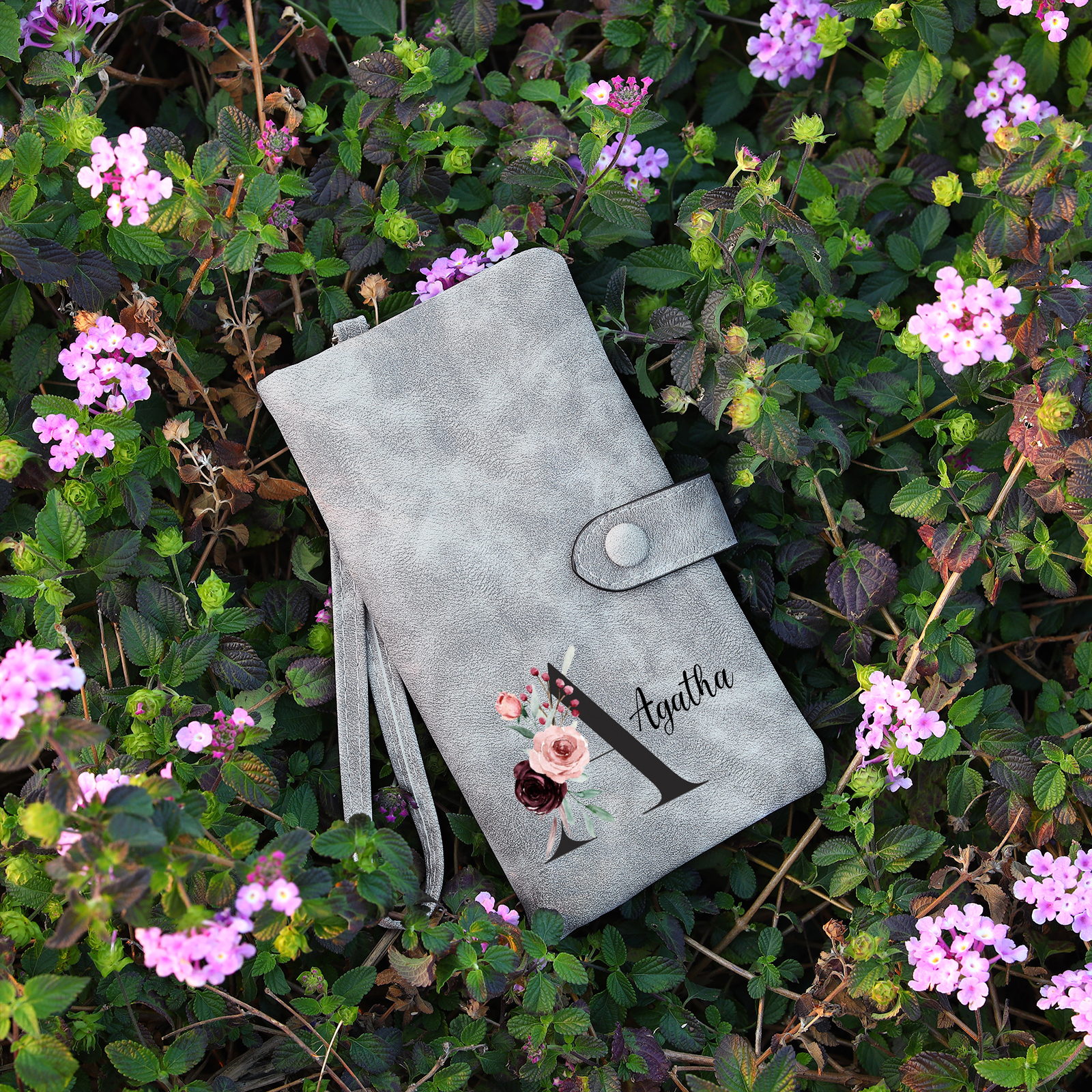 Cartera, billetera con 1 nombre e inicial personalizados monedero clásico para mujer | Jessemade