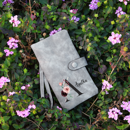 Cartera, billetera con 1 nombre e inicial personalizados monedero clásico para mujer | Jessemade