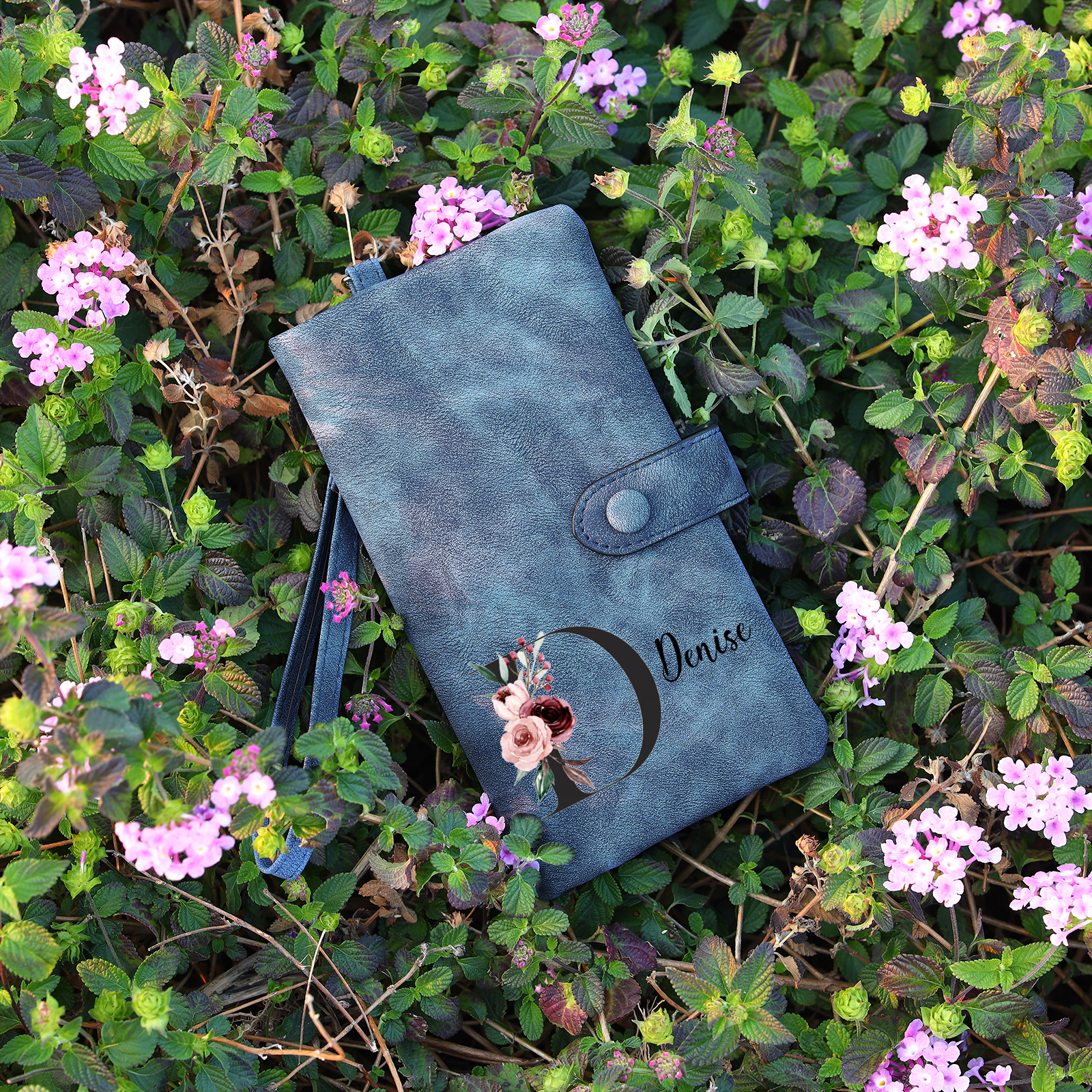 Cartera, billetera con 1 nombre e inicial personalizados monedero clásico para mujer | Jessemade