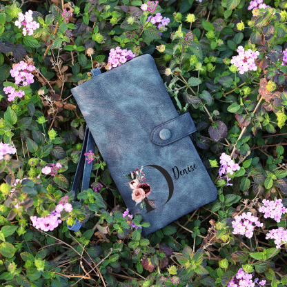 Cartera, billetera con 1 nombre e inicial personalizados monedero clásico para mujer | Jessemade