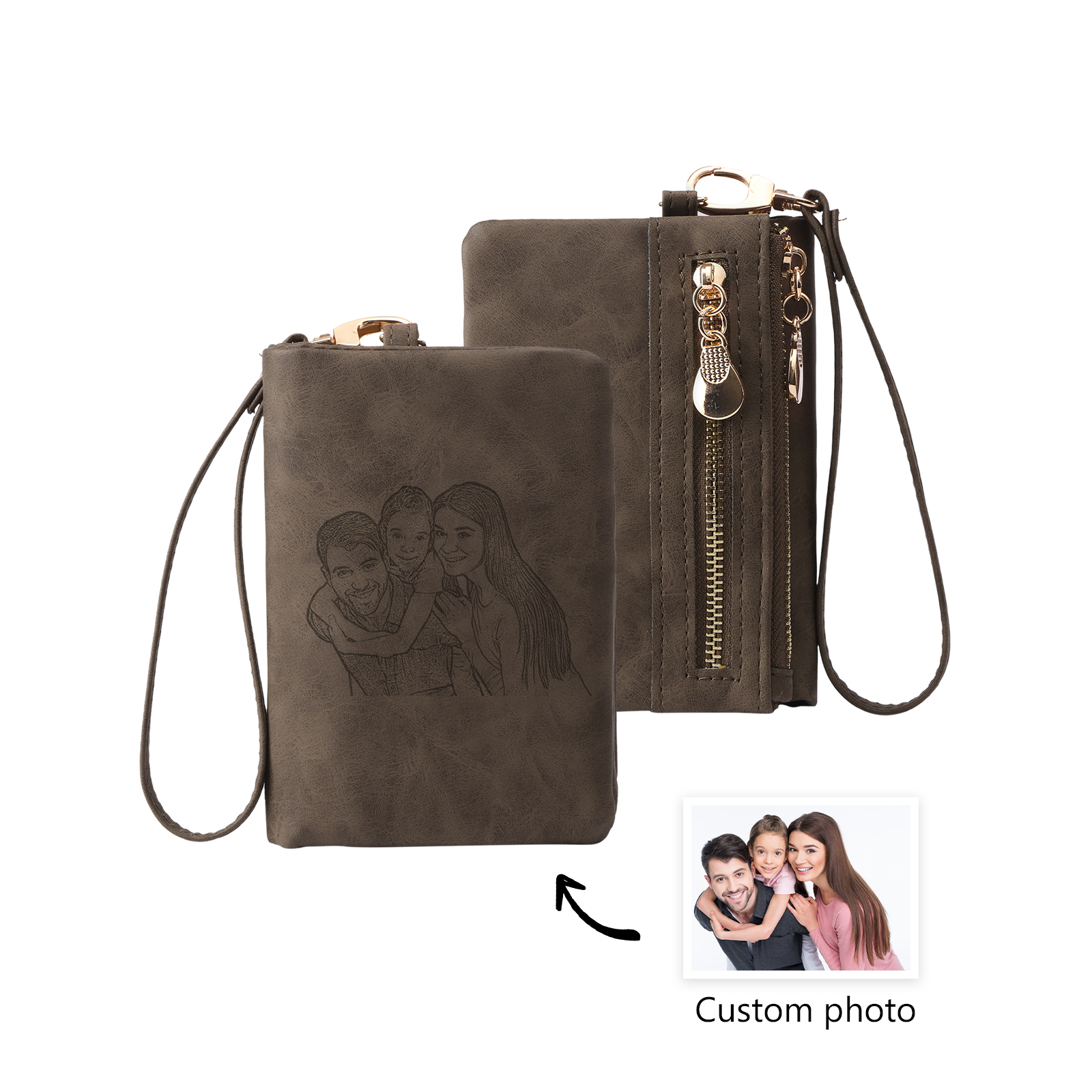 Cartera, billetera con bolsillos de monedas 1 foto personalizada monedero clásico para mujer