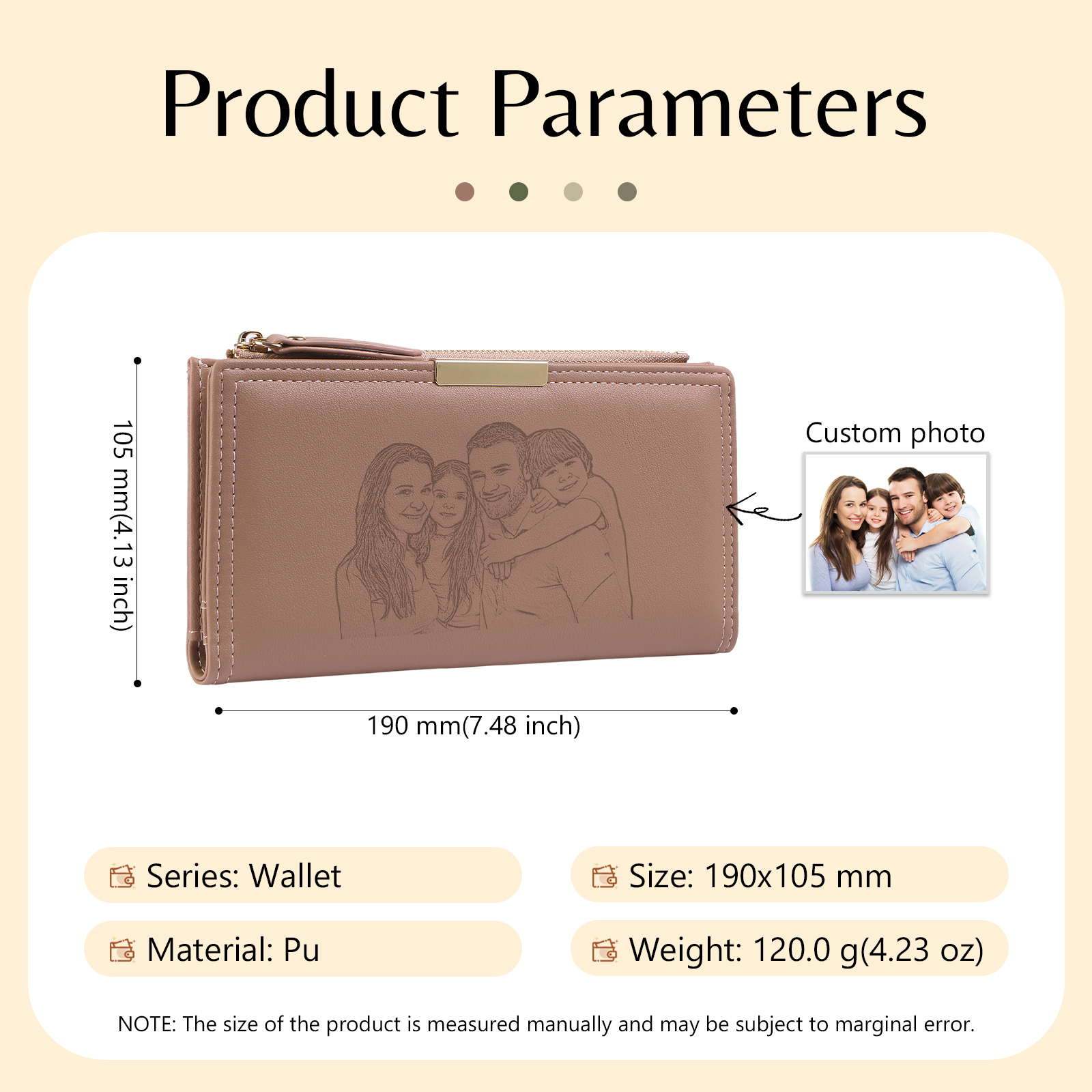 Cartera, billetera con bolsillo de monedas 1 foto personalizada monedero clásico para mujer | Jessemade