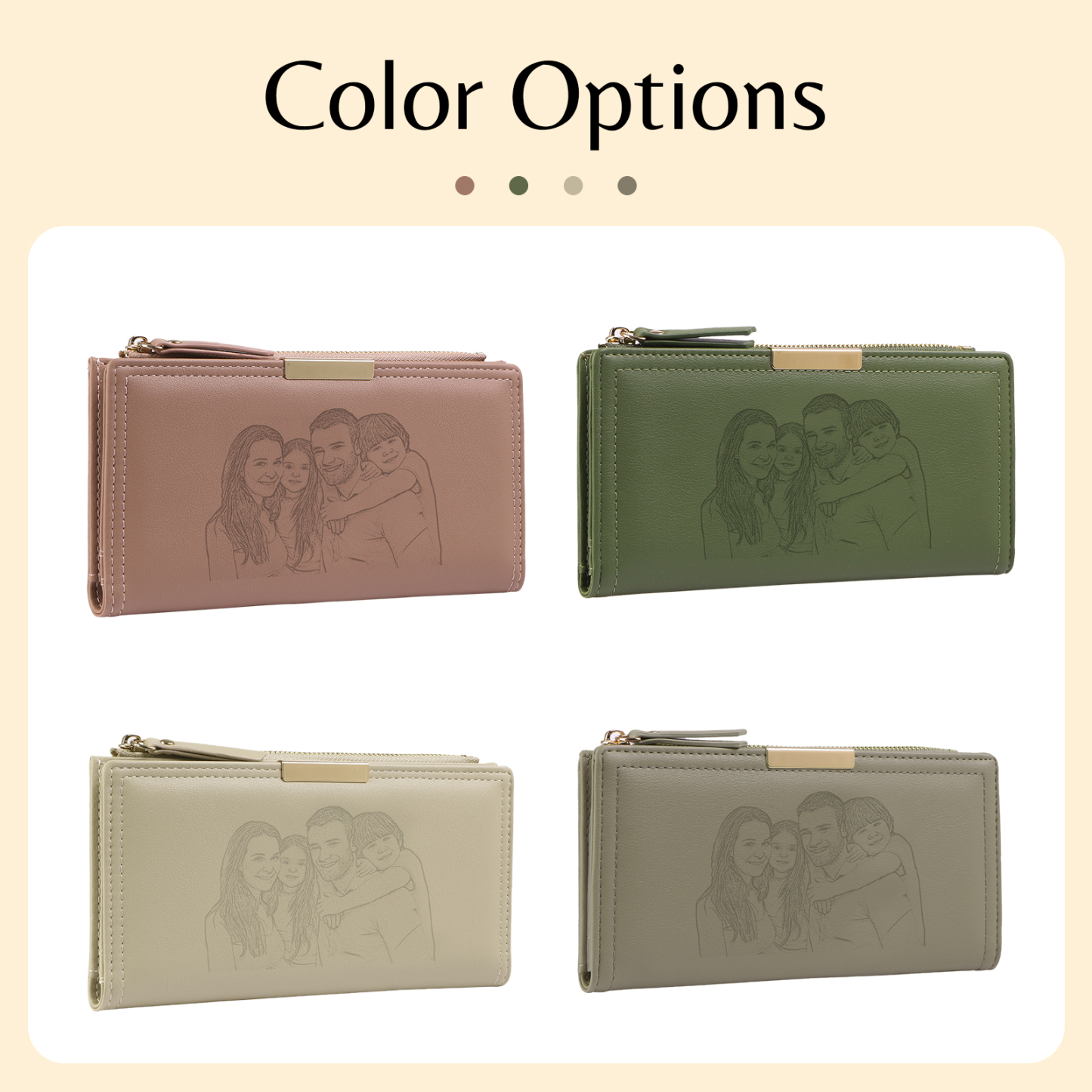 Cartera, billetera con bolsillo de monedas 1 foto personalizada monedero clásico para mujer | Jessemade