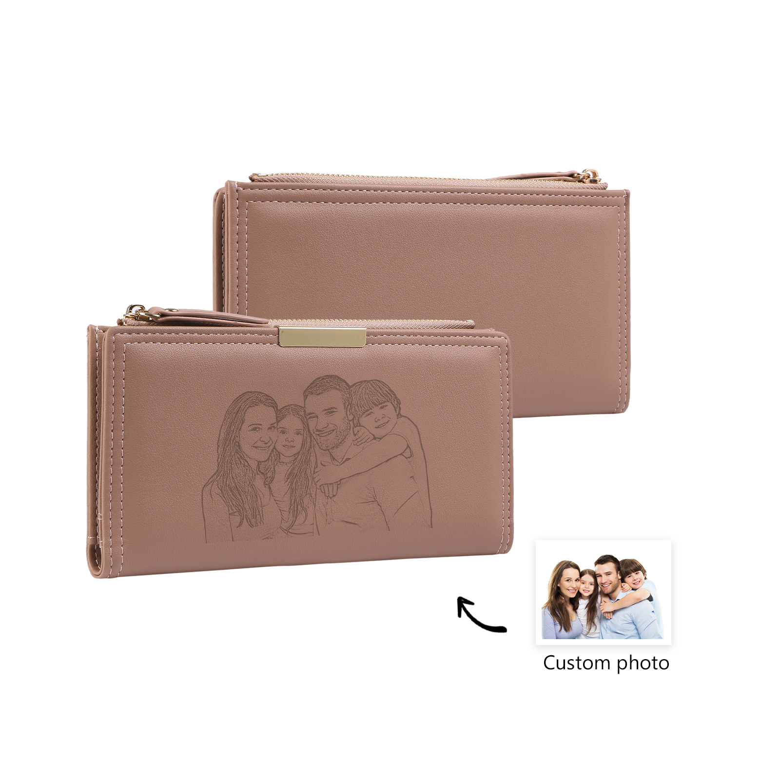 Cartera, billetera con bolsillo de monedas 1 foto personalizada monedero clásico para mujer | Jessemade
