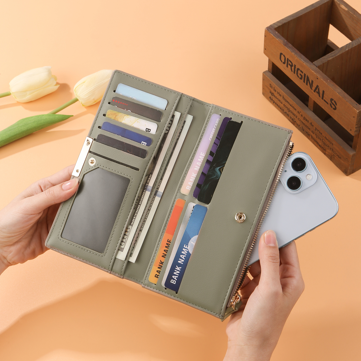 Cartera, billetera con bolsillo de monedas 1 foto personalizada monedero clásico para mujer | Jessemade