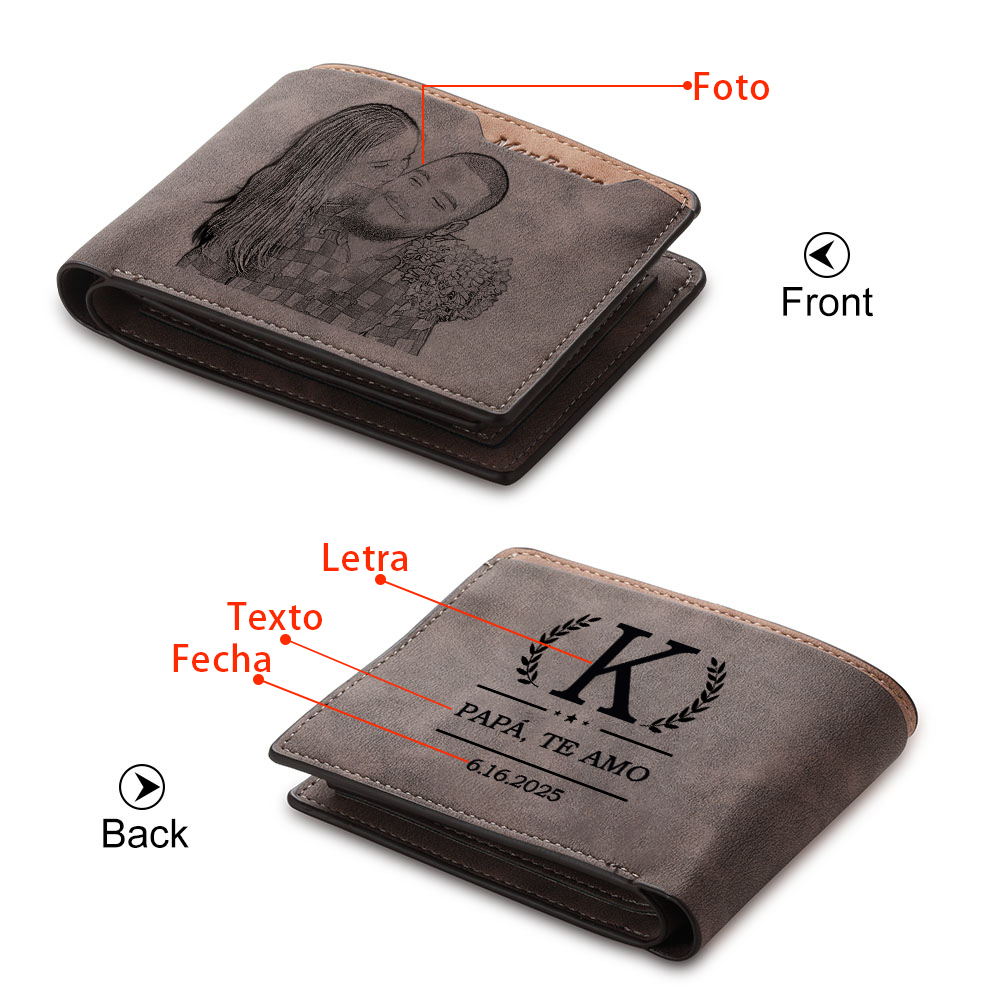 A mi papá-Cartera letra, texto, fecha y foto personalizados billetera clásica para hombre | Jessemade