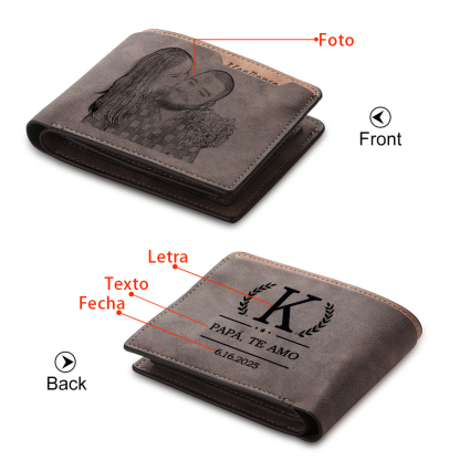 A mi papá-Cartera letra, texto, fecha y foto personalizados billetera clásica para hombre | Jessemade