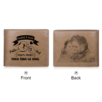 A mi papá-Cartera papá e hijo puño con puño 2 nombres y foto personalizados billetera clásica para hombre | Jessemade