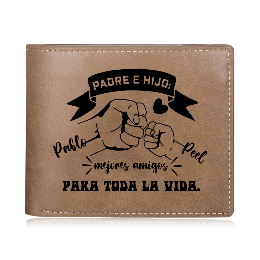 A mi papá-Cartera papá e hijo puño con puño 2 nombres y foto personalizados billetera clásica para hombre | Jessemade