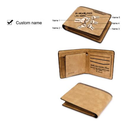 A mi papá-Cartera puño con puño con texto amoroso 2-7 nombres personalizados billetera clásica para hombre | Jessemade