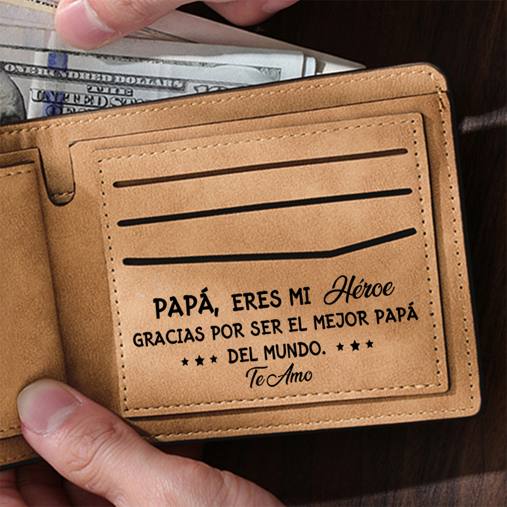 A mi papá-Cartera puño con puño con texto amoroso 2-7 nombres personalizados billetera clásica para hombre | Jessemade