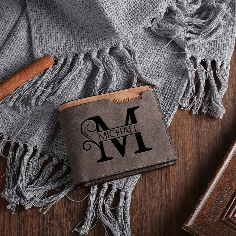 Cartera, billetera personalizada con 1 nombre e inicial monedero para hombre | Jessemade