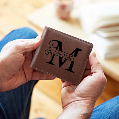 Cartera, billetera personalizada con 1 nombre e inicial monedero para hombre | Jessemade