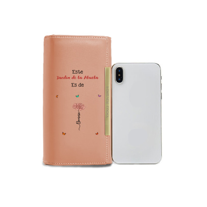 A mi abuela - Cartera de PU Personalizada - Billetera Grabada con Nombre y Flor, Especial Día de los Abuelos, Regalo Elegante para Abuela | Jessemade