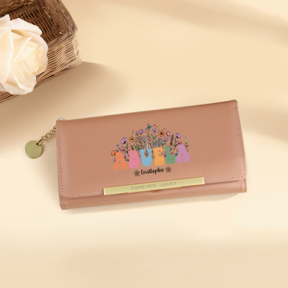 Regalo para Abuela – Cartera personalizada con nombres, diseño floral exclusivo y gran capacidad