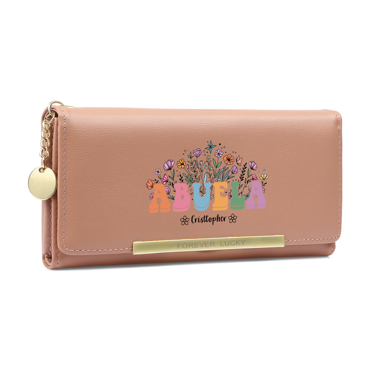 Regalo para Abuela – Cartera personalizada con nombres, diseño floral exclusivo y gran capacidad