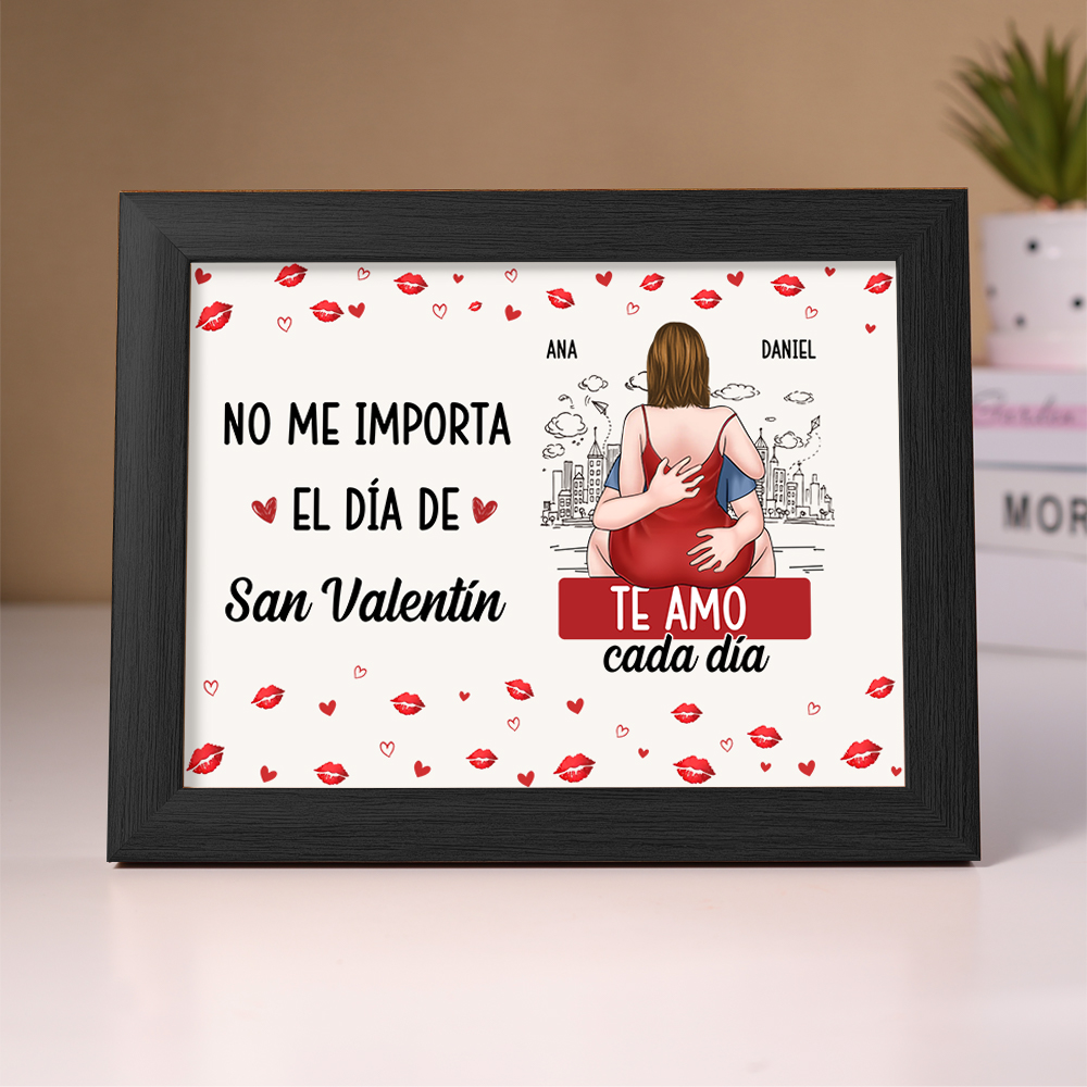 Marco luminoso LED personalizado para pareja – «TE AMO cada día»