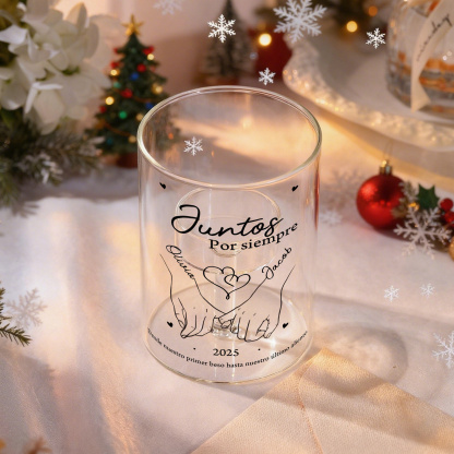 Portavelas de vidrio personalizado – Portavelas con pareja cogida de la mano