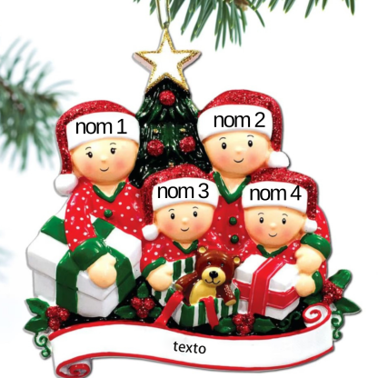 Navidad-Ornamento muñecos navideño de madera 4 nombres y 1 texto personalizados adorno de árbol