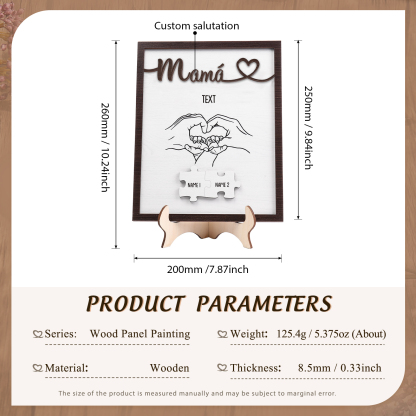 A mi mamá-Adorno 2-6 nombres y 1 texto personalizados decoración de madera rompecabezas-Jessemade ES