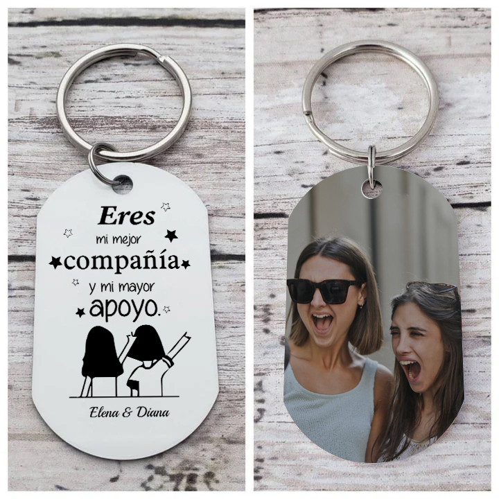 A mi amiga/hermana - Llavero con 2 nombres personalizados con foto-Jessemade ES
