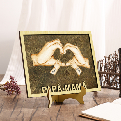 A mi mamá/papá-Adorno 2-8 nombres personalizados decoración de madera mano con mano-Jessemade ES