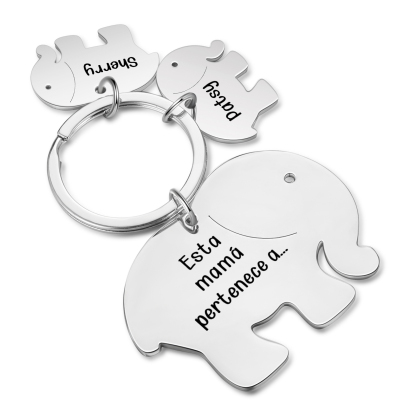 A mi mamá/abuela - Llavero con 2 nombres personalizados en elefantes con texto-Jessemade ES