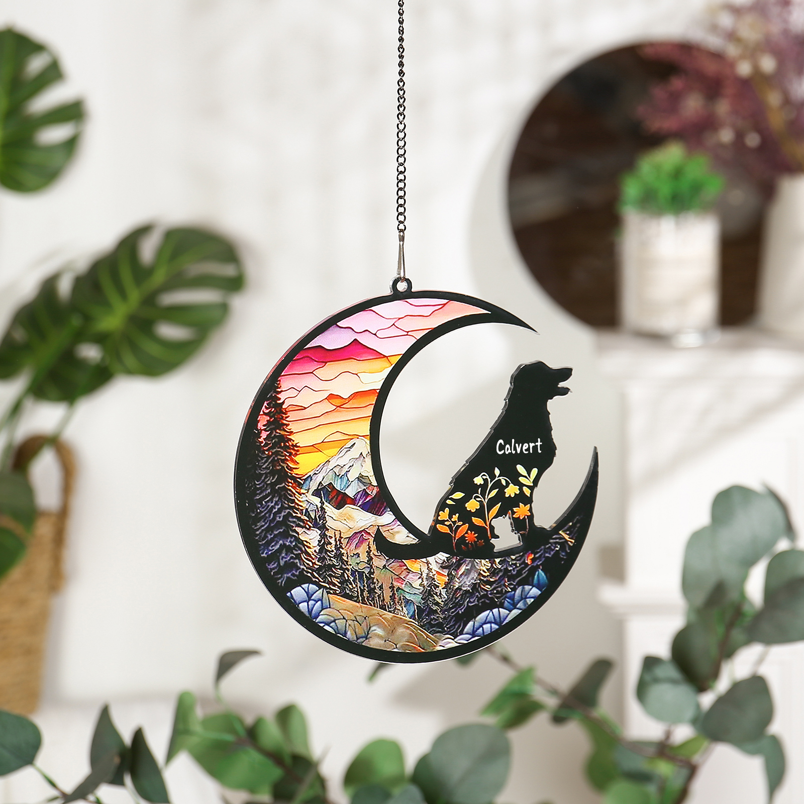 Navidad-Silueta de Perro o Gato Ornamento Navideño 1 nombre personalizado
