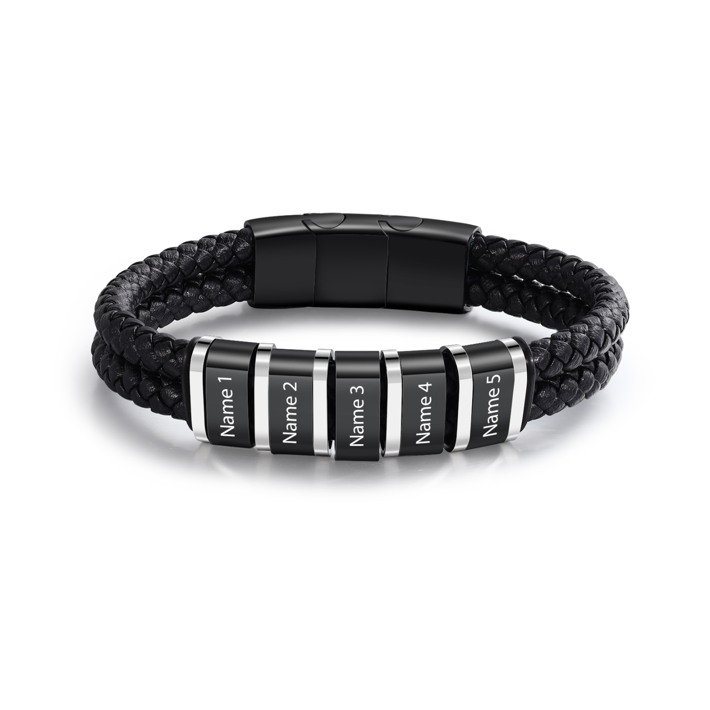 Pulsera de cuero trenzado con 1-5 nombres personalizados para hombre-Jessemade ES