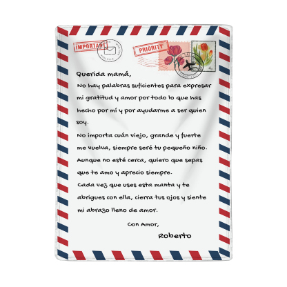 A mi mamá-Manta de buen calidad con frase amoroso y personalizada con 1 nombre-Jessemade ES