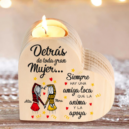 A mi amiga - Candelero de madera sin vela 2 nombres personalizados-Jessemade ES