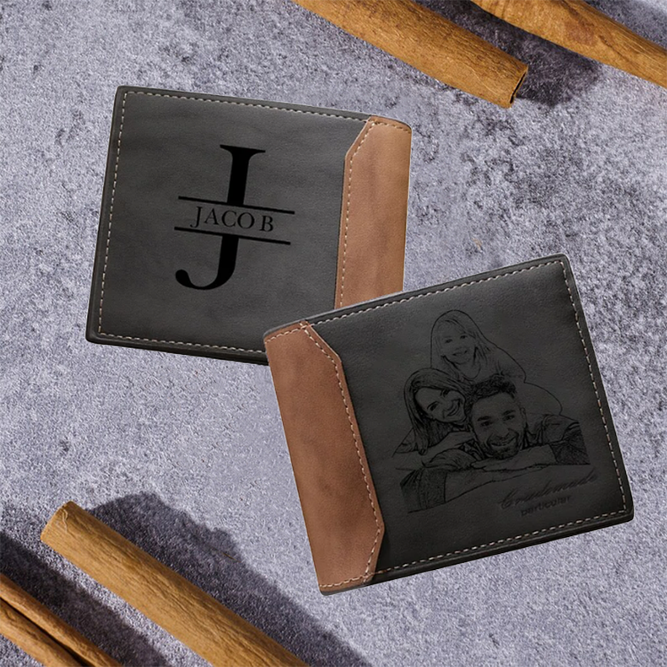 A mi papá-Cartera, billetera personalizada con 1 foto, 1 nombre y 1 letra monedero para hombre