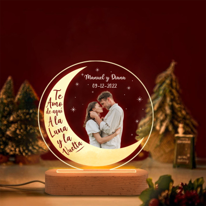 Lámpara para pareja 3D Ilusión Luz de Noche LED texto, fecha y foto personalizados -Jessemade ES