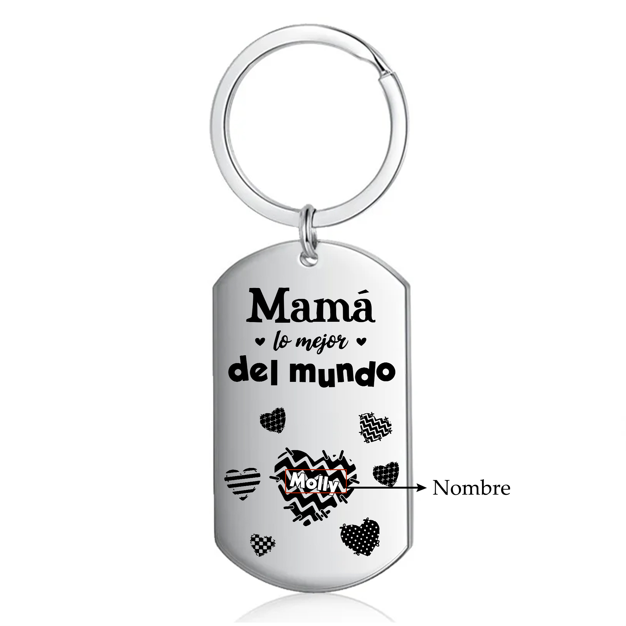 A mi mamá-Llavero 1-6 Nombres Personalizados CORAZONES-Jessemade ES