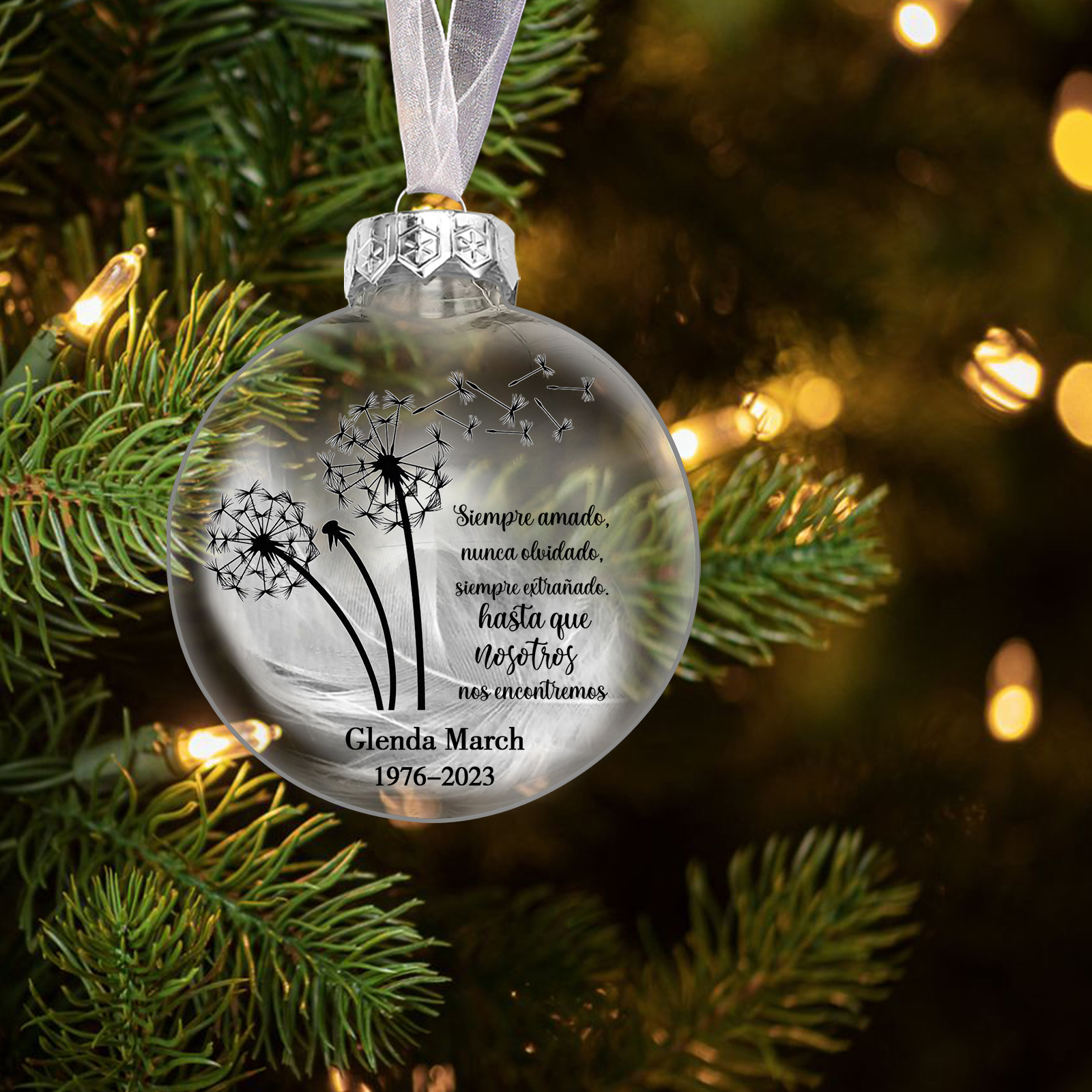 Bola navideña conmemorativa Adorno de Navidad 1 nombre y años personalizados con pluma -Jessemade ES