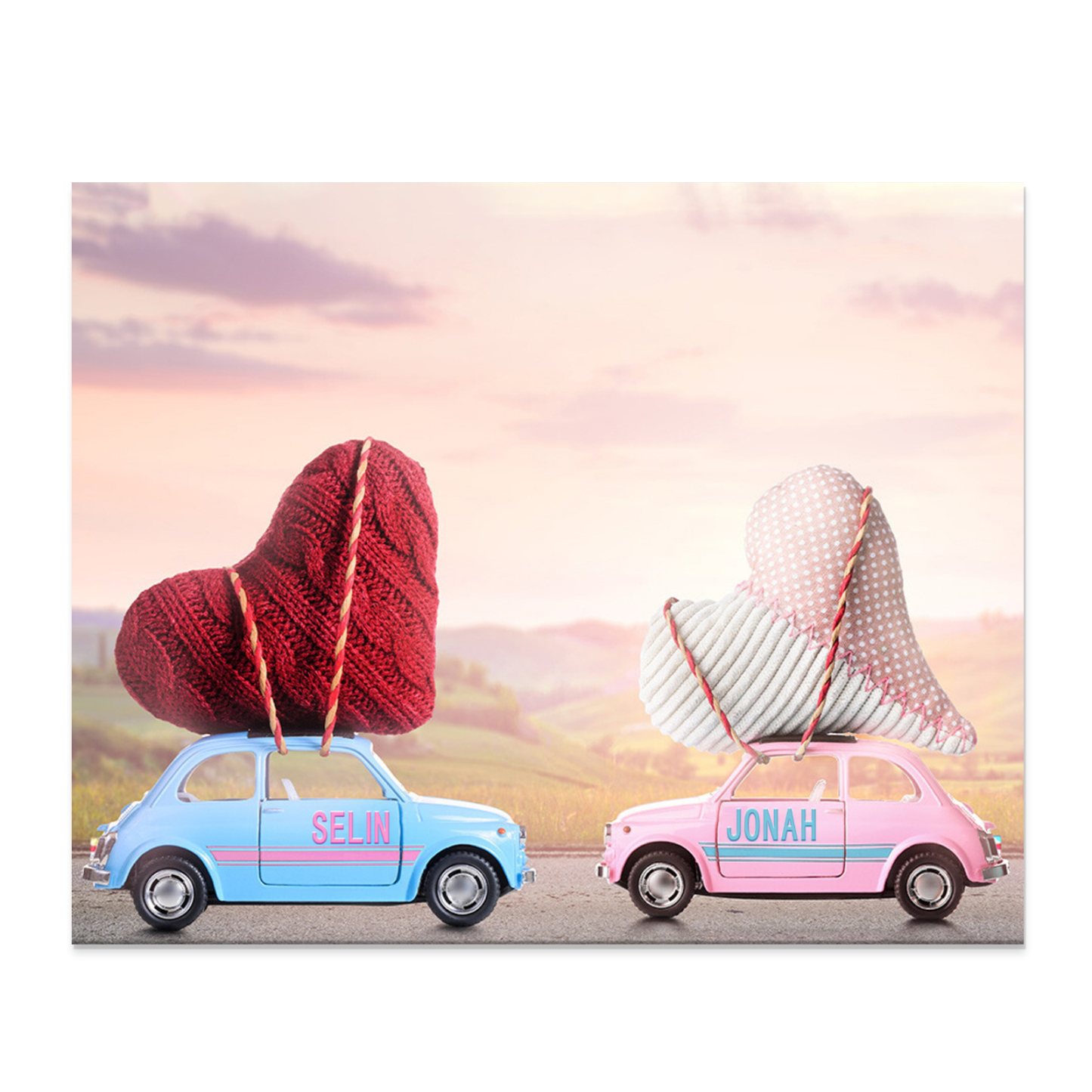 Lámina "dos corazones encontrados" marco de madera para pareja 2 nombres personalizados-Jessemade ES