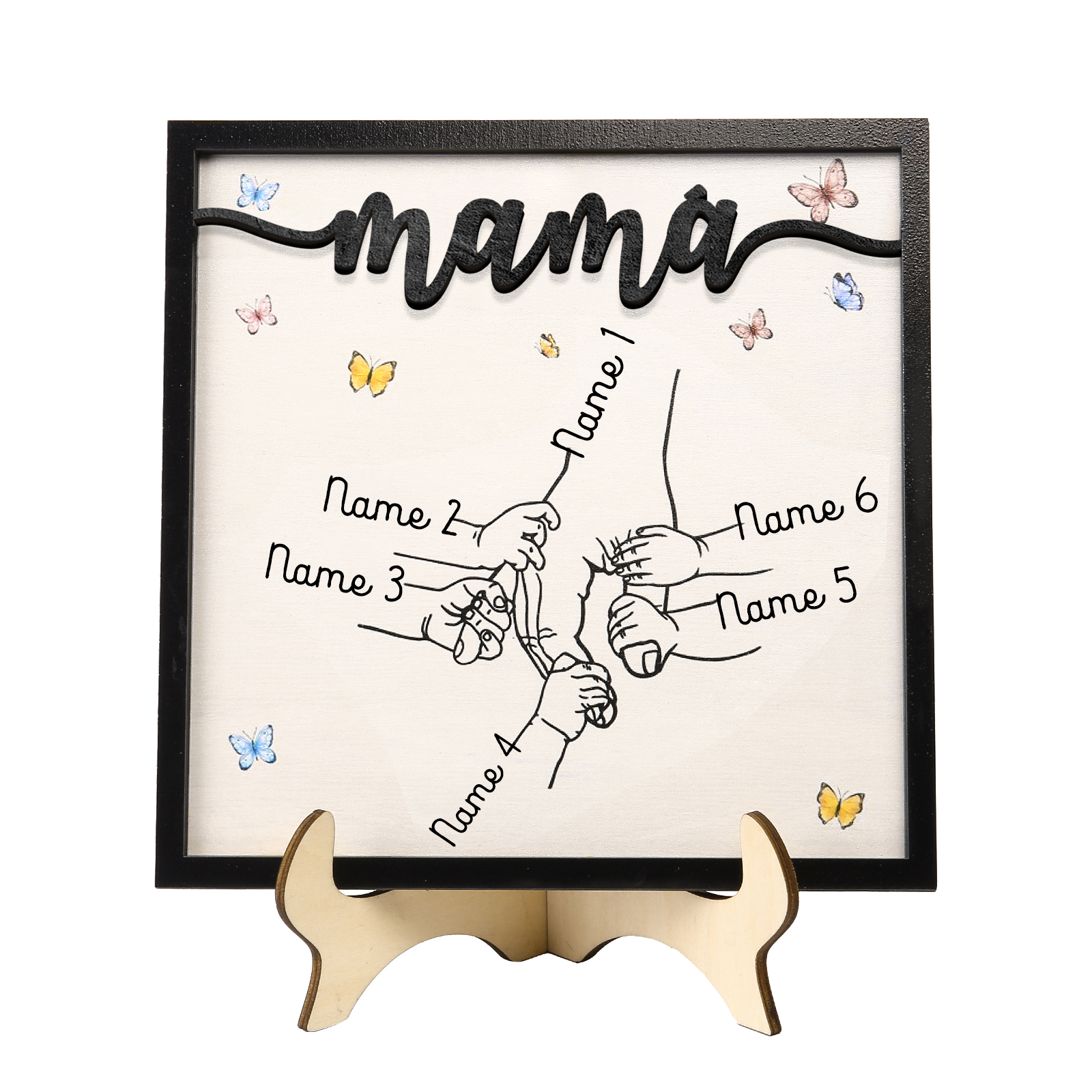 A mi mamá-Adorno 2-7 nombres personalizados decoración de madera mano con manitos-Jessemade ES
