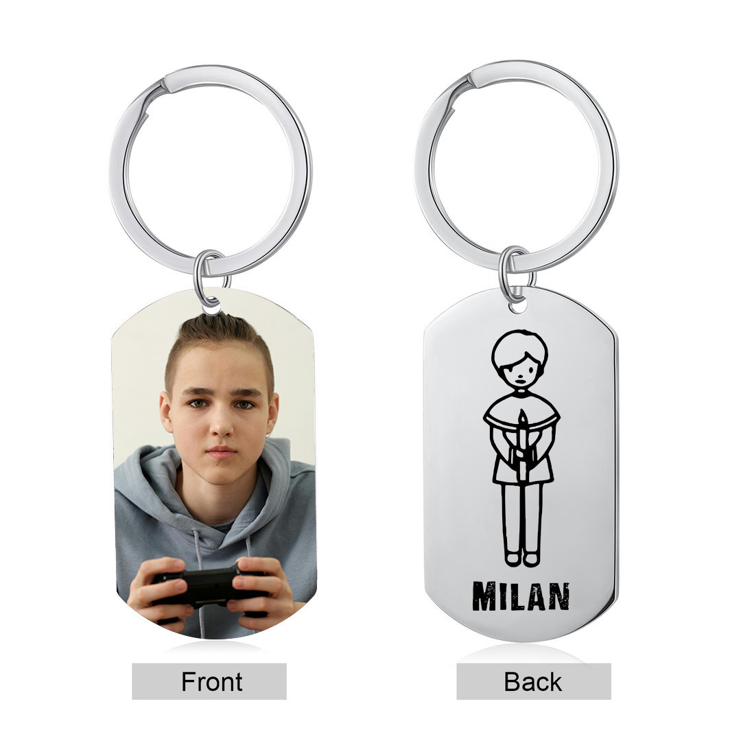 Comunión-Llavero con icono de comunión 1 foto y 1 nombre personalizados-Jessemade ES
