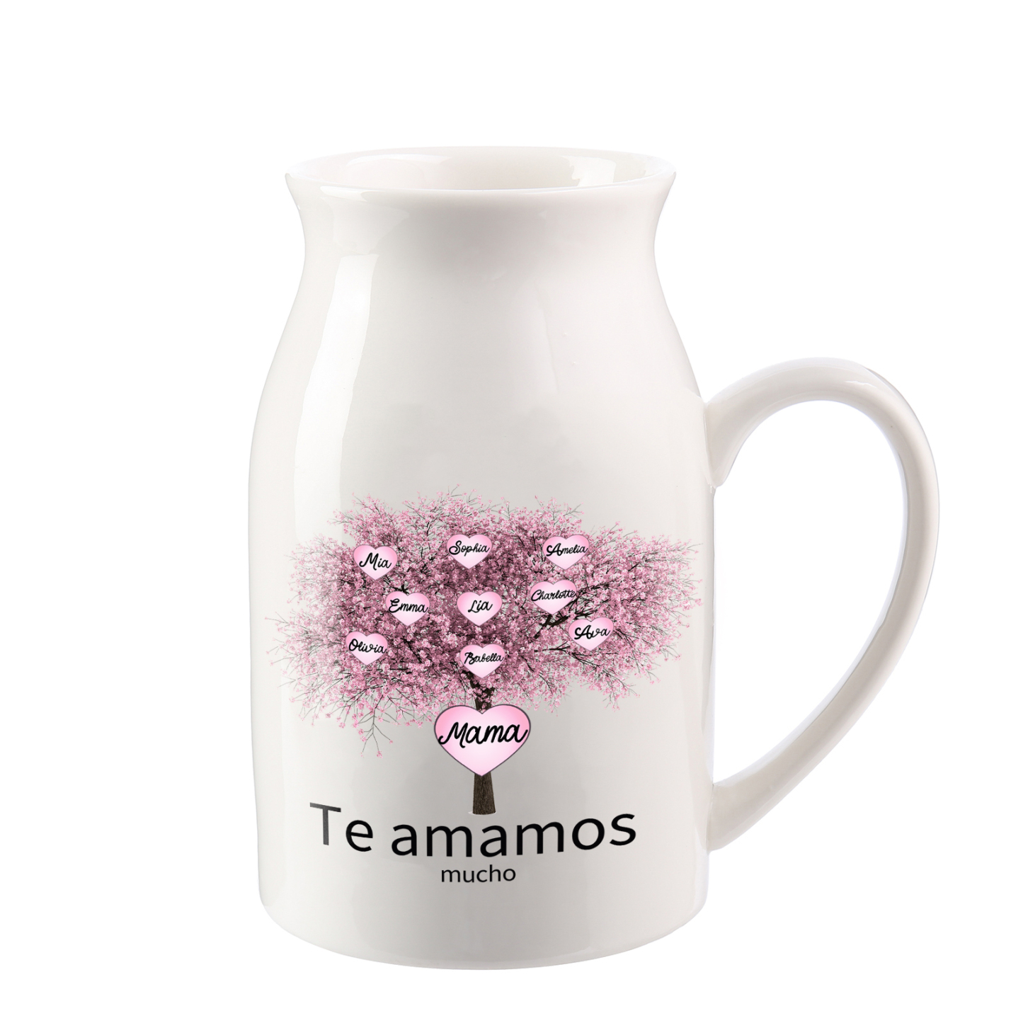 Florero de cerámica árbol de corazones 2-9 nombres personalizados con 2 textos decoración del hogar-Jessemade ES