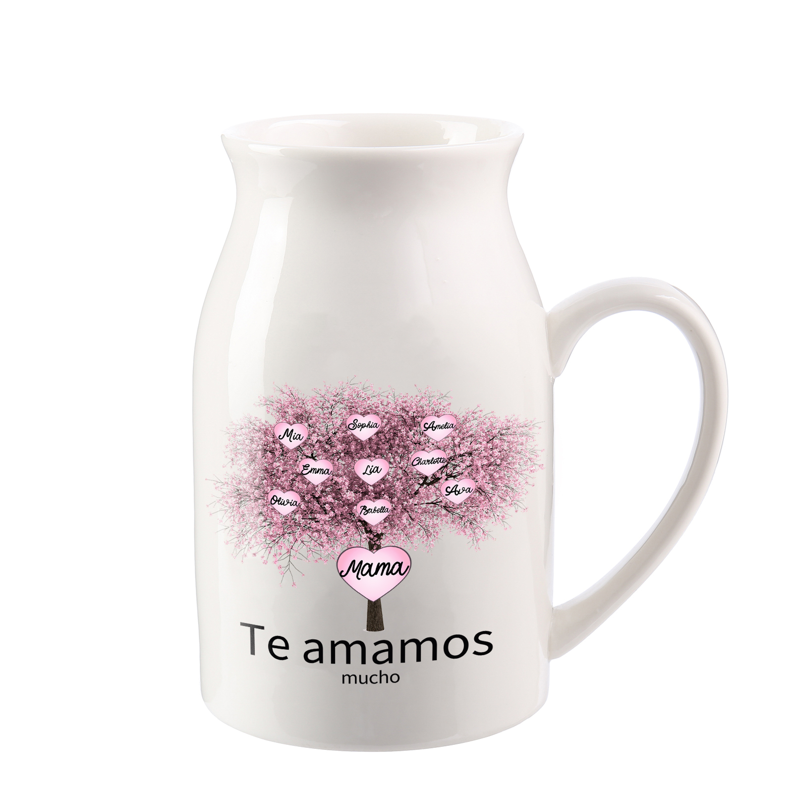 Florero de cerámica árbol de corazones 2-9 nombres personalizados con 2 textos decoración del hogar-Jessemade ES