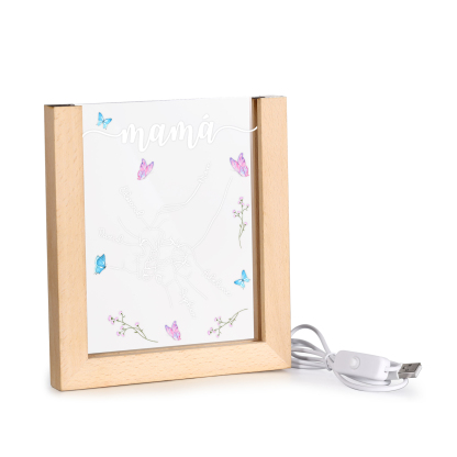 A mi mamá/abuela-Lámpara Personalizada con 2-6 Nombres y Texto "mano y manitas" 3D Ilusión Luz de Noche-Jessemade ES