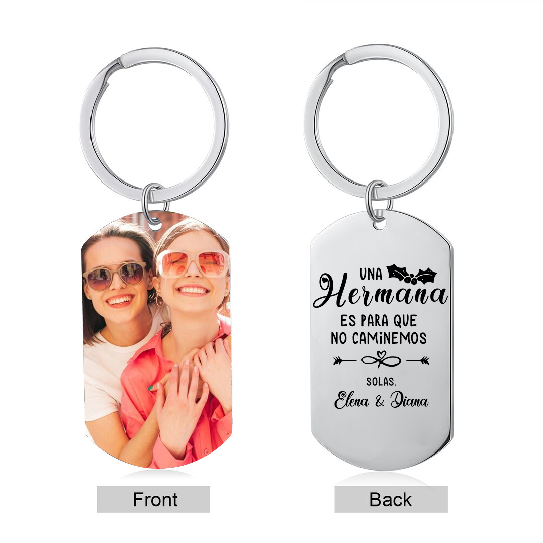 A mi hermana - Llavero con 2 nombres personalizados con foto-Jessemade ES