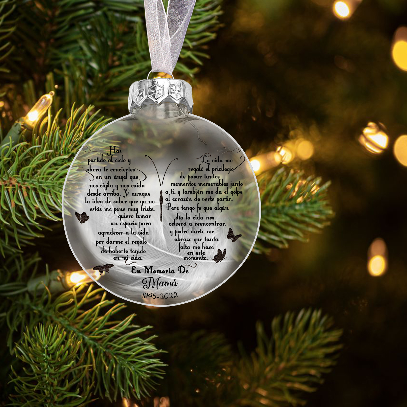 Bola navideña conmemorativa Adorno de Navidad 1 nombre y años personalizados con pluma -Jessemade ES