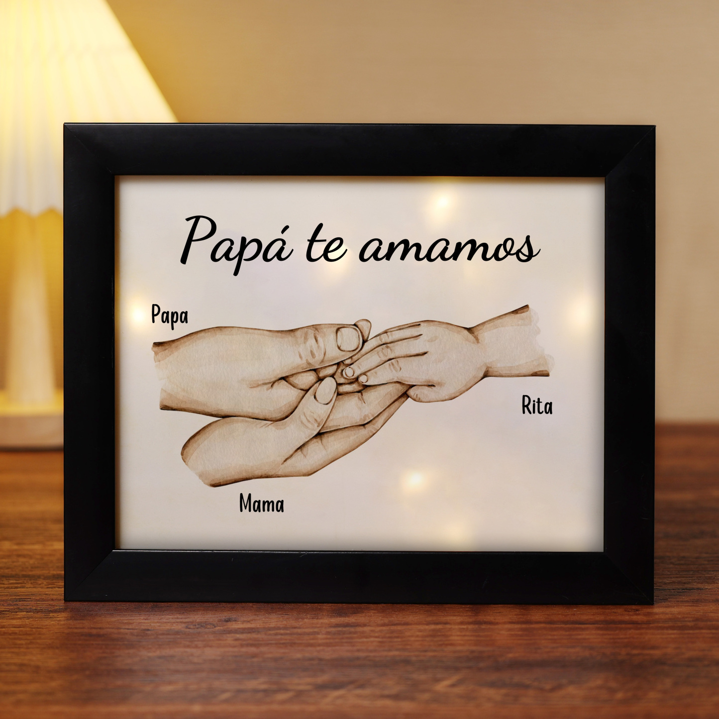 A mi papá-Marco de madera mano a mano 3 nombres personalizados con texto-Jessemade ES