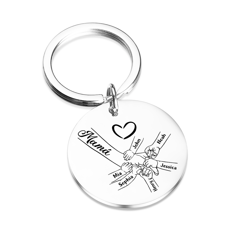 A mi mamá-Llavero 1-6 Nombres Personalizados MANOS COGIDAS-Jessemade ES