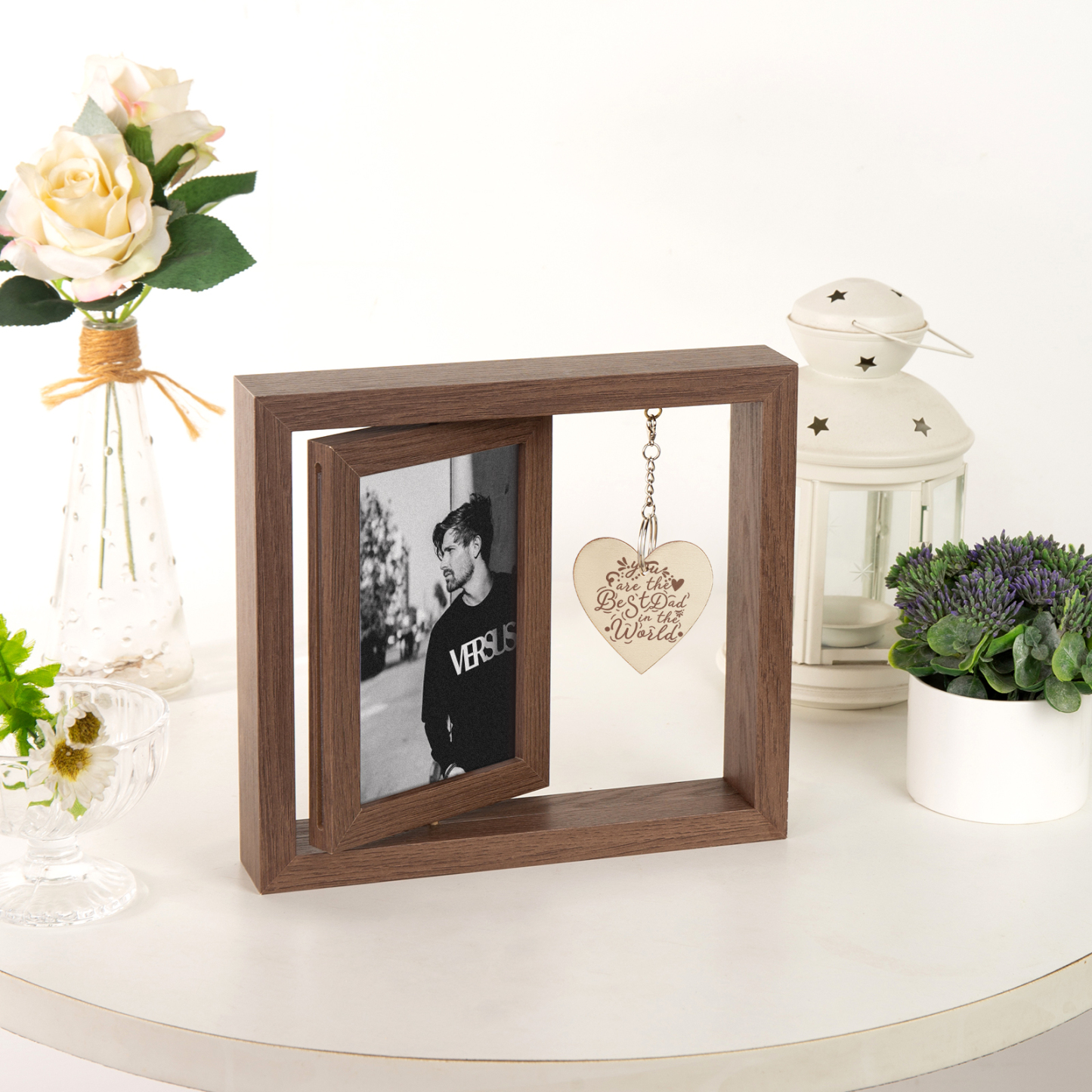 Adorno marco de madera 2 fotos y 1 texto personalizados-Jessemade ES