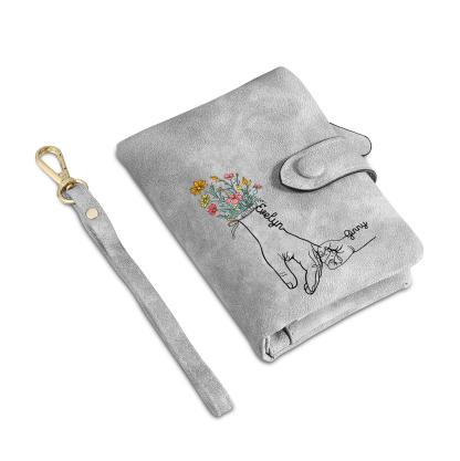 Cartera, billetera con 2 nombres y 1 foto personalizados mano con manito monedero clásico para mujer-Jessemade ES