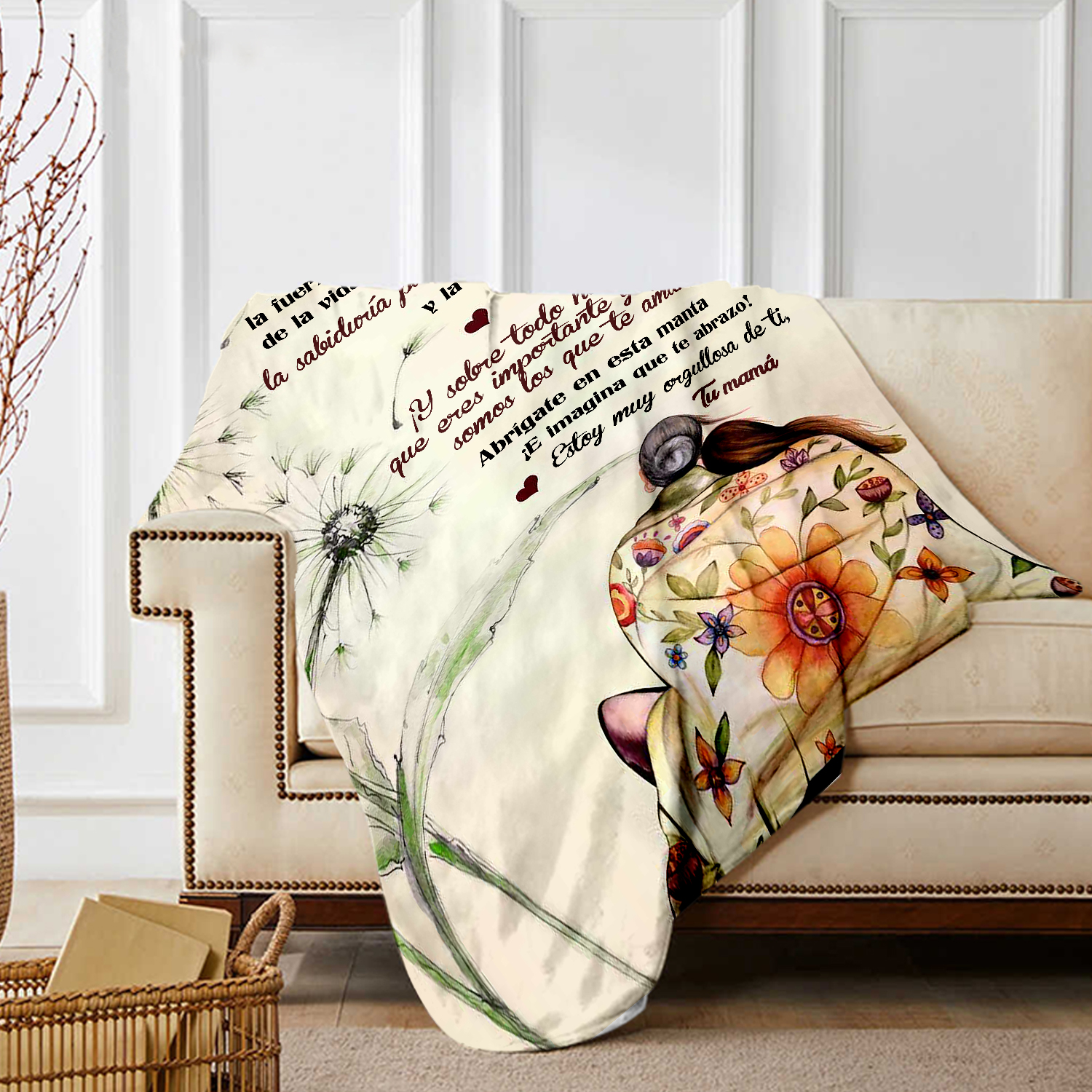 A mi hija-Manta de buen calidad con frase amoroso de mamá a hija-Jessemade ES