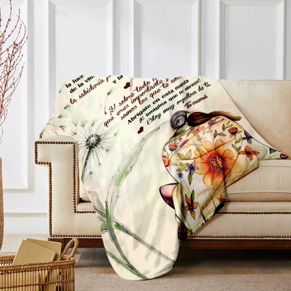 A mi hija-Manta de buen calidad con frase amoroso de mamá a hija-Jessemade ES