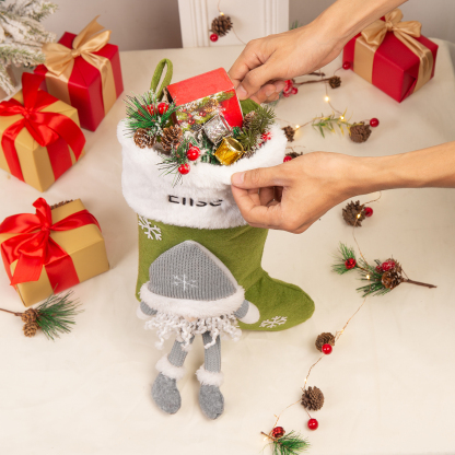 Adornos de medias navideñas con muñeco de genio Bolsa de regalo 1 Nombre personalizado-Jessemade ES